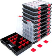 Plastični organizator NORS, 10 kosov, 22 predelkov, 34x25x5cm, črn/prozoren