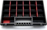 Plastični organizator NORS, 10 kosov, 22 predelkov, 34x25x5cm, črn/prozoren
