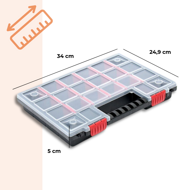 Plastični organizator NORS, 10 kosov, 22 predelkov, 34x25x5cm, črn/prozoren