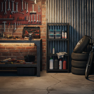 Delavni regal STACKARO SOLID SMALL, 58x28x131,5cm, črna