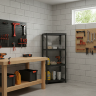 Delavni regal STACKARO SOLID SMALL, 58x28x131,5cm, črna