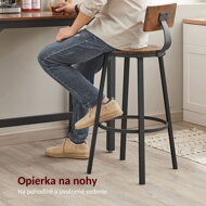 Barski stoli LUND z naslonjali, 2 kosa, rjavo/črno