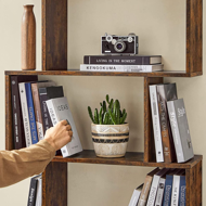 Polica/regal za knjige PRESTON, 70x24x190,5cm, rjava