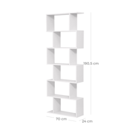 Polica/regal za knjige PRESTON, 70x24x190,5 cm,bela
