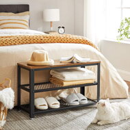 Klop za hodnik s prostorom za čevlje INDY, 73x30x45cm, rjava/črna