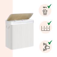 Bambusova košara za perilo DORA, 150 l, bela