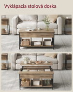 Po višini nastavljiva klubska mizica GASPAR, 60x100x(48–62)cm, camel rjava/črna