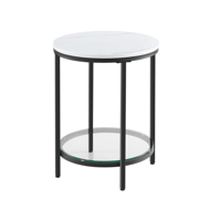 Priročna mizica ERIC z marmornim videzom, 45x55cm, črna/bela