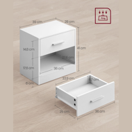 Nočna omarica COSTA, 28x39x41cm, bela