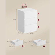 Nočna omarica z funkcijo polnjenja ZION, 35x40x59 cm, bela