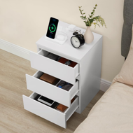 Nočna omarica z funkcijo polnjenja ZION, 35x40x59 cm, bela