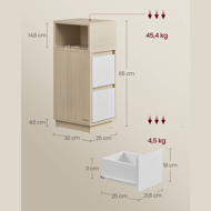 Nočna omarica ROBIN, 30x25x65cm, bela/bež