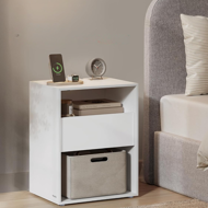 Nočna omarica LUCIANO s funkcijo polnjenja, 35x45x58,3 cm, bela
