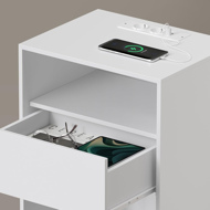 Nočna omarica LUCIANO s funkcijo polnjenja, 35x45x58,3 cm, bela