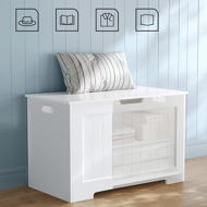 Sedežna skrinja za shranjevanje GRETA, 76x48x40 cm, bela