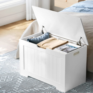 Sedežna skrinja za shranjevanje GRETA, 76x48x40 cm, bela