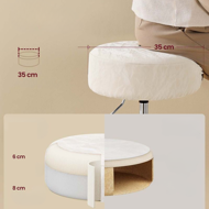 Višinsko nastavljiv stol AURA za toaletno mizico, Ø35cm, kremna