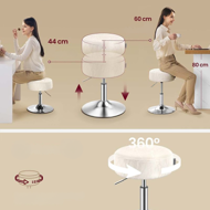 Višinsko nastavljiv stol AURA za toaletno mizico, Ø35cm, kremna