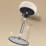 Višinsko nastavljiv stol AURA za toaletno mizico, Ø35cm, kremna