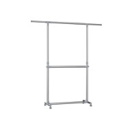 Stojalo za oblačila dvonivojsko JASON, 93x49x113–198cm, srebrn
