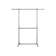 Stojalo za oblačila dvonivojsko JASON, 93x49x113–198cm, srebrn