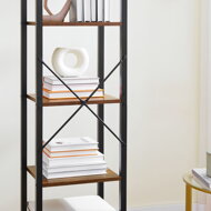 Polični regal za knjige NOEL, 40x30x187,5cm, črna/rjava