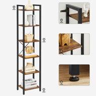 Polični regal za knjige NOEL, 40x30x187,5cm, črna/rjava