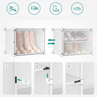 Organizator za čevlje KIMBERLY, 10 škatel, bela/prozorna