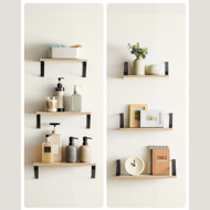 Stenske konzolne police ABBY, 3 kosi, 30/35/40x12cm, črna/svetlo rjava