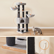 Mačje drevo ONYX, 50x50x160cm, siva/črna