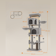 Mačje drevo TRISTAN, 57x45x175 cm, siva