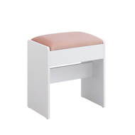 Oprta taburetka/stolček VELVET za toaletno mizico, 45×45×28,6 cm, bela/roza