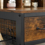 Toaletna mizica s stolčkom iz eko usnja PIERRE, 90x40x141 cm, rjava/črna