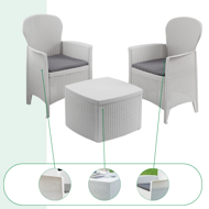 Vrtna garnitura TREE, 3-delna, bela