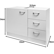 Omarica pod umivalnik s 3 predali SILKE, 63x30x54cm, bela