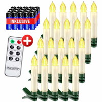 Sviečky na vianočný stromček CANDLE, 20ks, 10,5cm, teplá biela