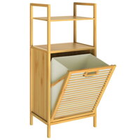 Bambusov regal z košaro za perilo Doris, 40x30x95cm, rjava/kremasta