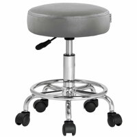 Taburetka na kolesih OXANA z oporo za noge, Ø35cm, siva