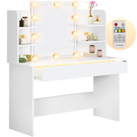 Toaletna mizica LUCIA z osvetlitvijo, 108x40x140cm, bela