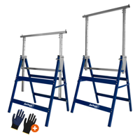 Teleskopski gradbeni kozli DANNY, set 2 kosov, maks. 200 kg, 60 x 56 x 81–130 cm, srebrna/modra