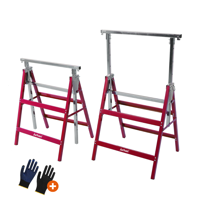 Teleskopski gradbeni kozli DANNY, set 2 kosov, maks. 200 kg, 60 x 56 x 81–130 cm, srebrna/rdeča