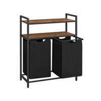 Košara za perilo s 2 policama BERGEN, 2 x 46l, črna/rjava