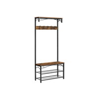 Stenski obešalnik HENRY s prostorom za čevlje, 80x30x178,5cm, rjav/črn
