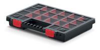 Plastični organizator NORS, 10 kosov, 22 predelkov, 34x25x5cm, črn/prozoren