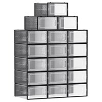 Organizér na topánky MARI, 18boxov, čierna/priesvitná