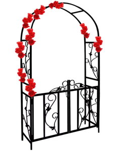 Lok za vrtnice ROMANCE z vrati, 225x115x37cm, črn
