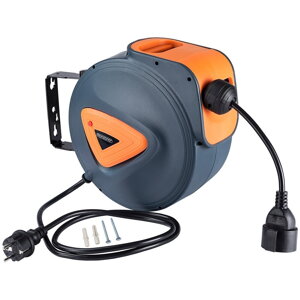 Samonavijalni kabelski boben BILY, 20m + 1,5m, siv/oranžen