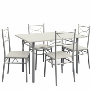 Jedilni komplet PAUL, 5-delni, žametno bel