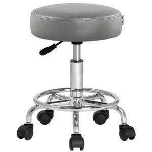 Taburetka na kolesih OXANA z oporo za noge, Ø35cm, siva