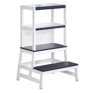 Učni stolp PLAY, borovina, 93x56x49cm, bela/antracit